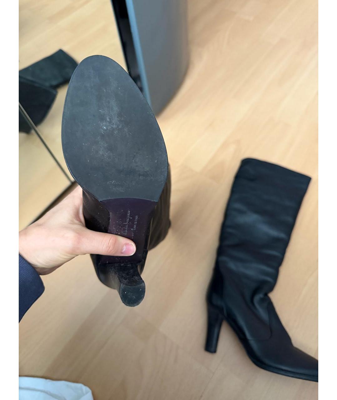 FERRAGAMO Черные кожаные сапоги, фото 2