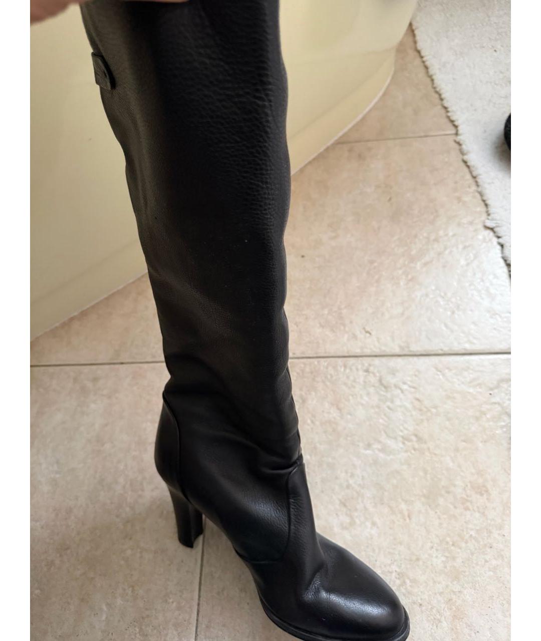 FERRAGAMO Черные кожаные сапоги, фото 5