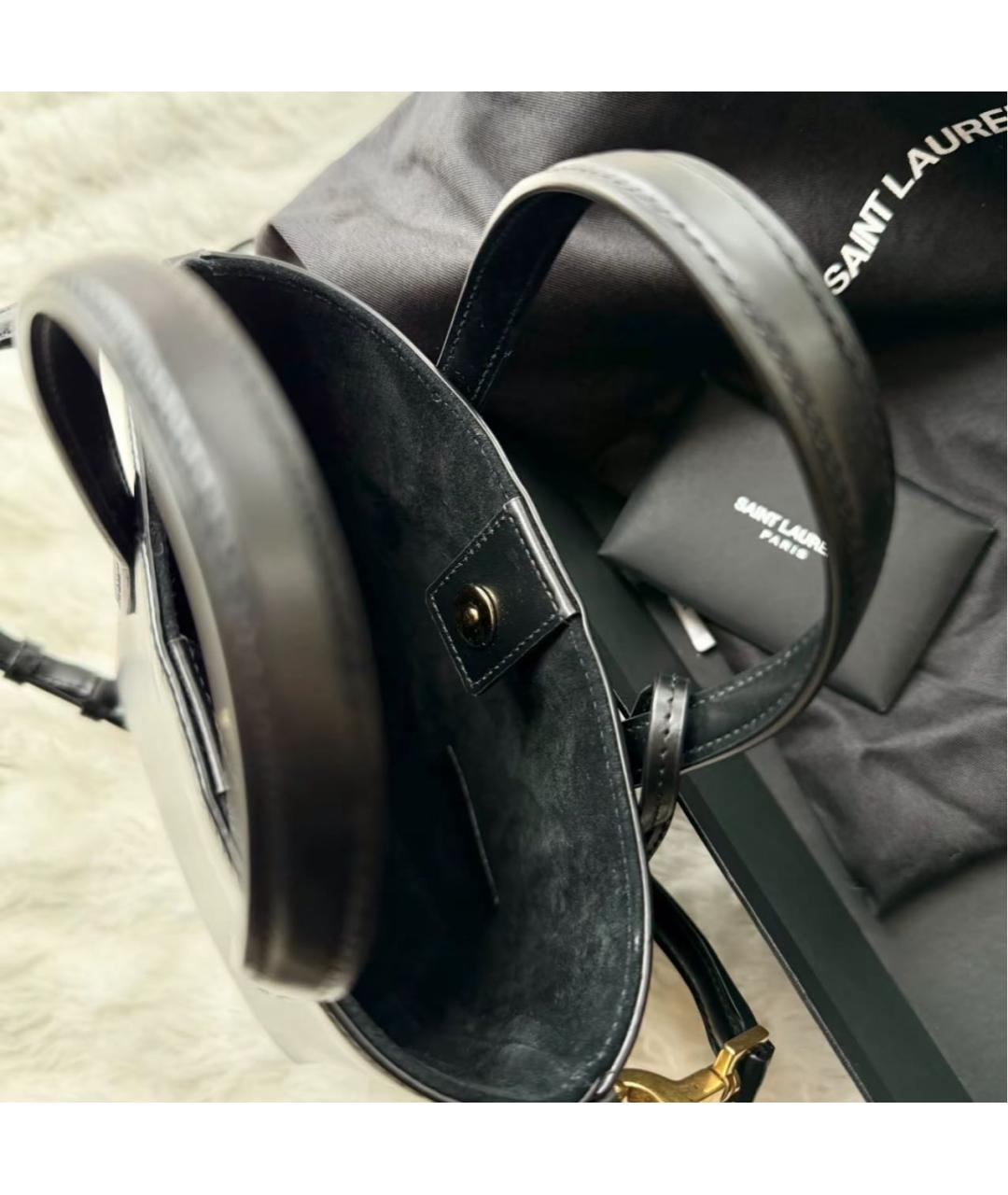 SAINT LAURENT Черная кожаная сумка с короткими ручками, фото 7