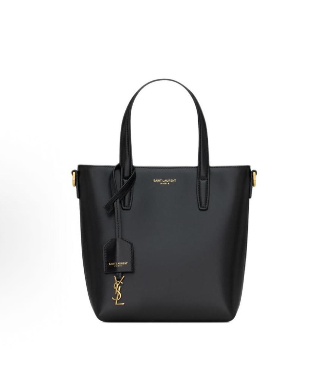 SAINT LAURENT Черная кожаная сумка с короткими ручками, фото 9