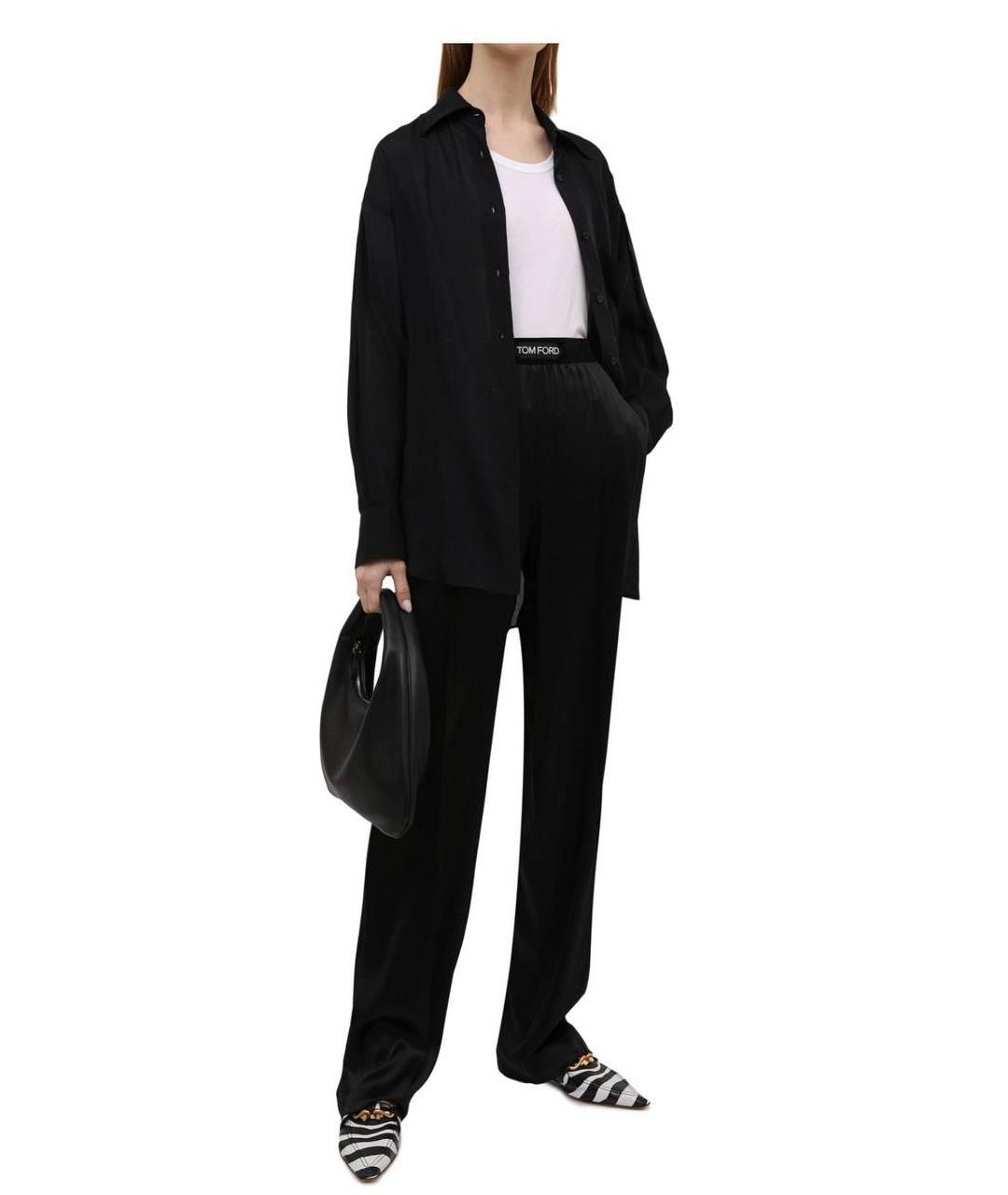 TOM FORD Черные шелковые брюки широкие, фото 4