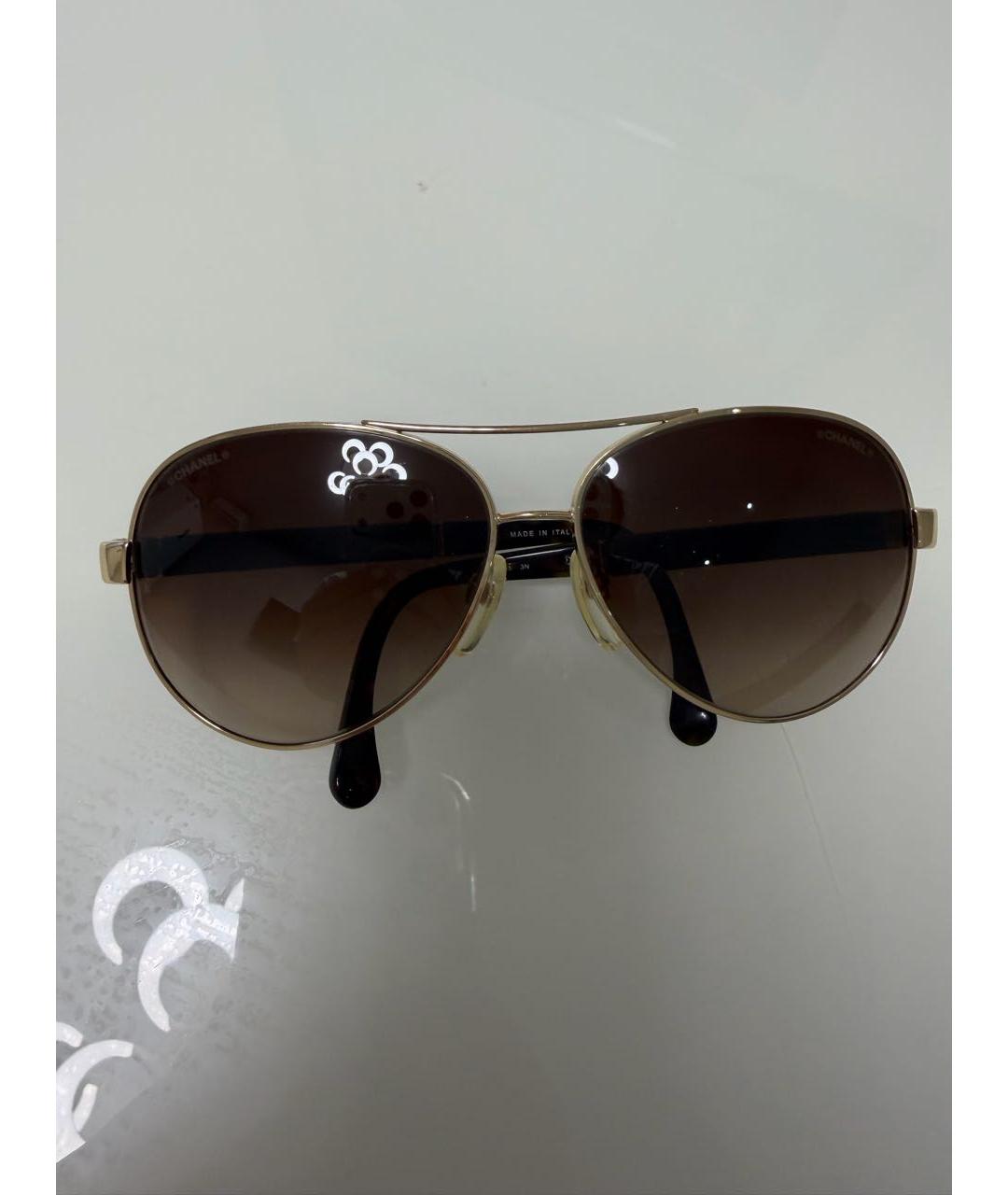 CHANEL Коричневые металлические солнцезащитные очки, фото 4