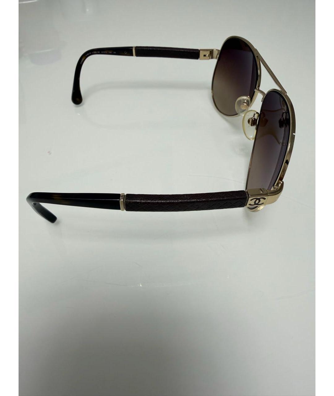 CHANEL Коричневые металлические солнцезащитные очки, фото 2