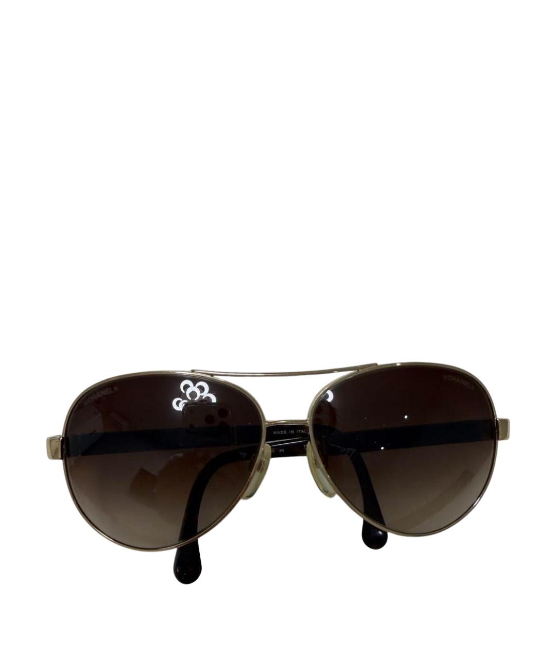 CHANEL Коричневые металлические солнцезащитные очки, фото 1