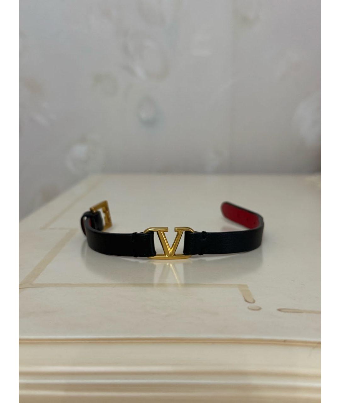 VALENTINO Черный кожаный браслет, фото 6