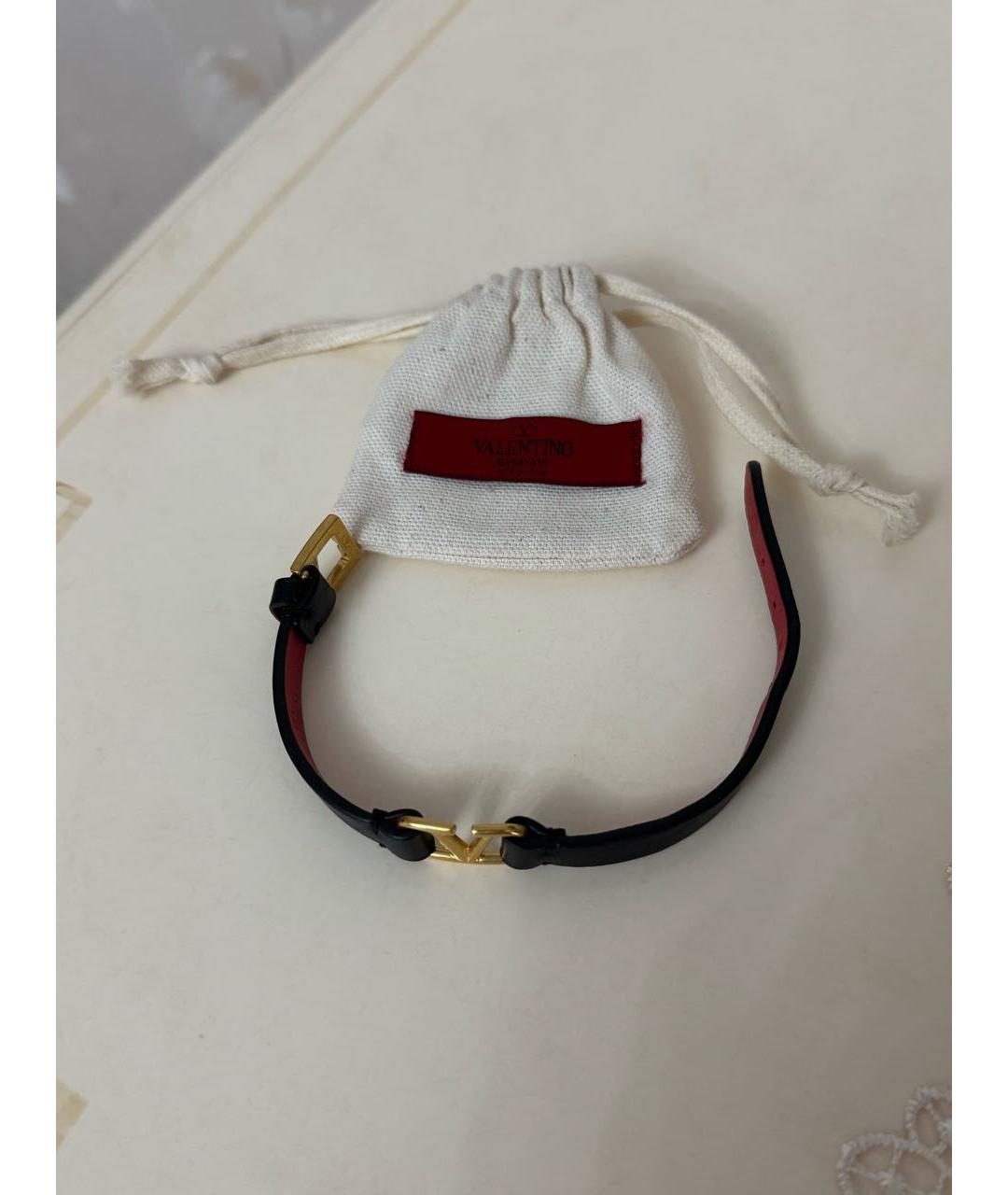 VALENTINO Черный кожаный браслет, фото 5