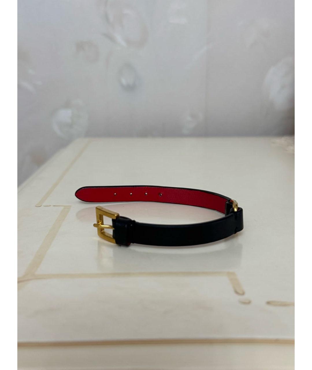 VALENTINO Черный кожаный браслет, фото 2