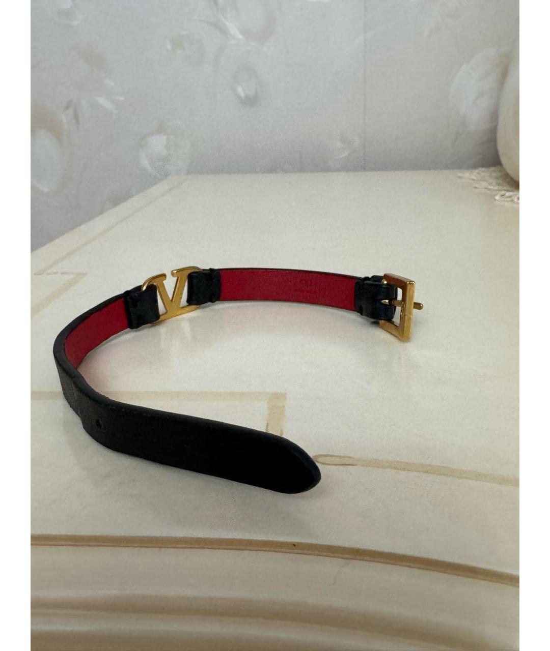 VALENTINO Черный кожаный браслет, фото 4