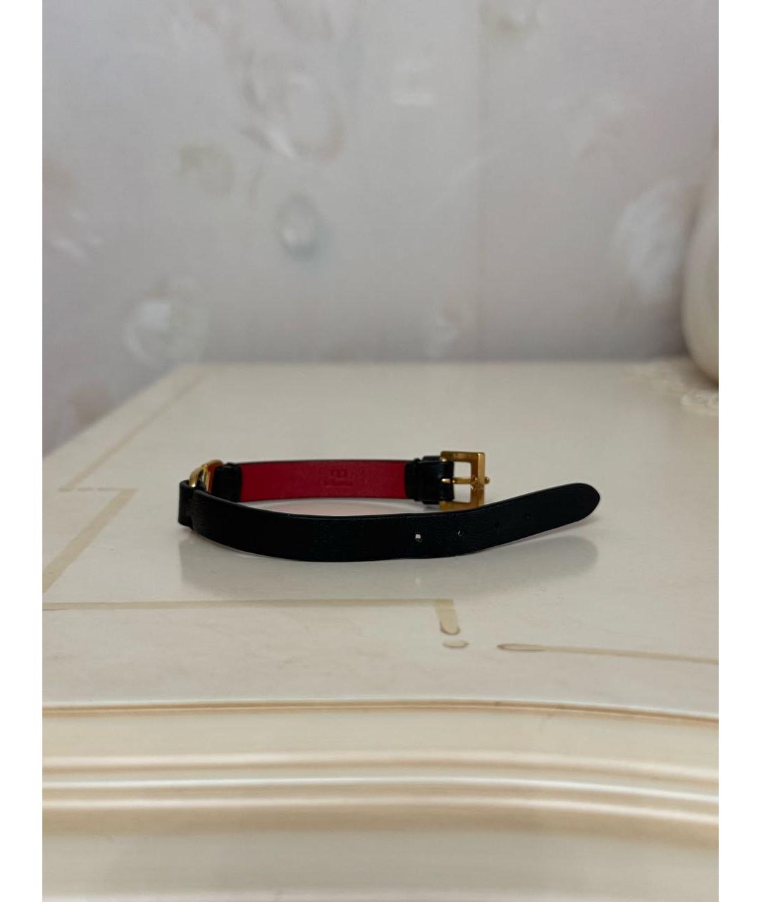 VALENTINO Черный кожаный браслет, фото 3