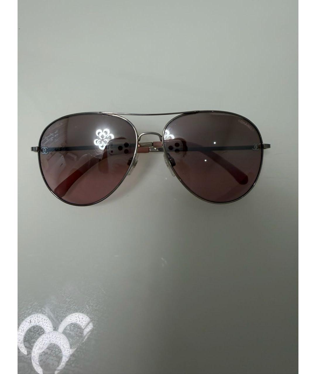CHANEL Розовые металлические солнцезащитные очки, фото 4