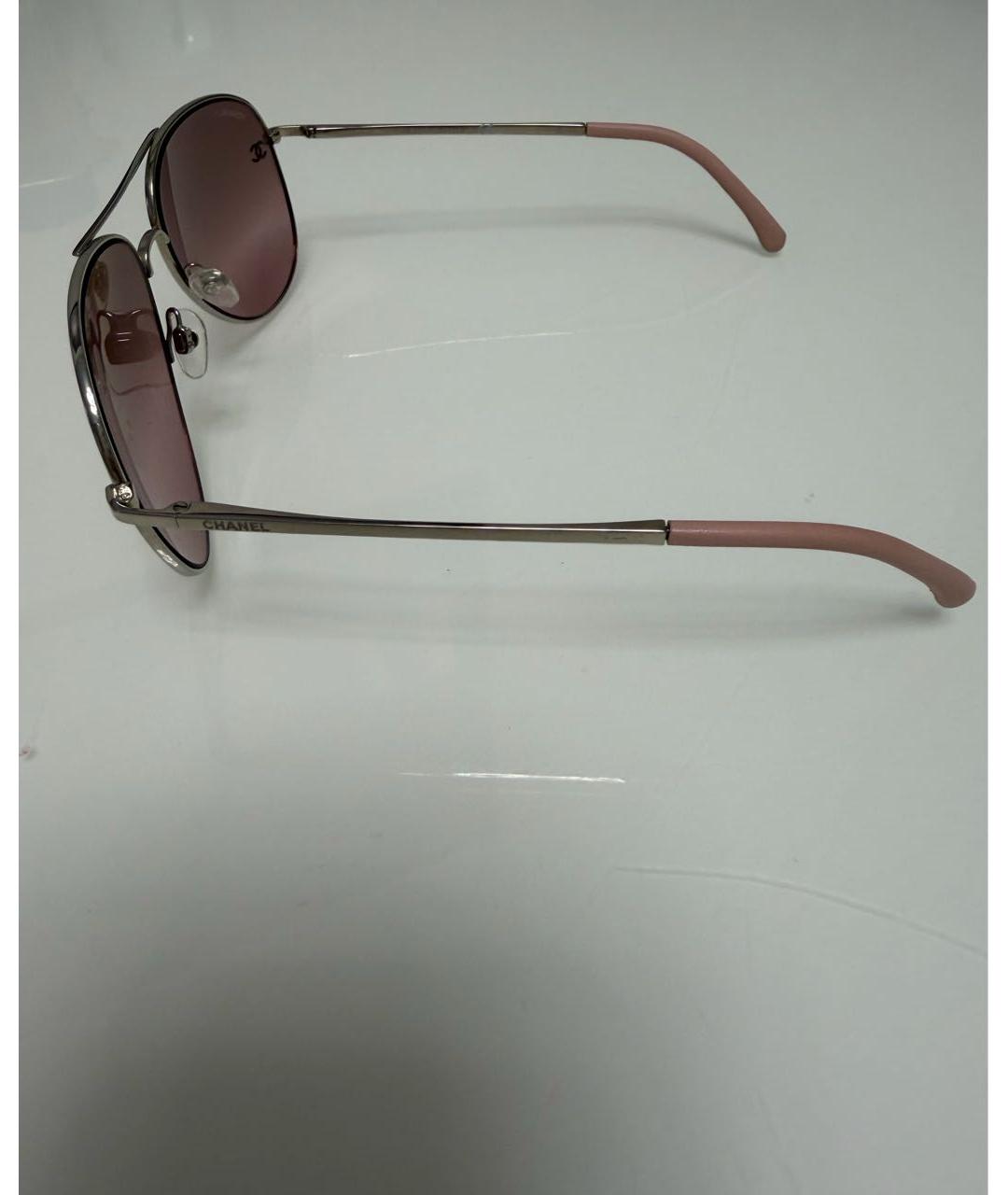 CHANEL Розовые металлические солнцезащитные очки, фото 3