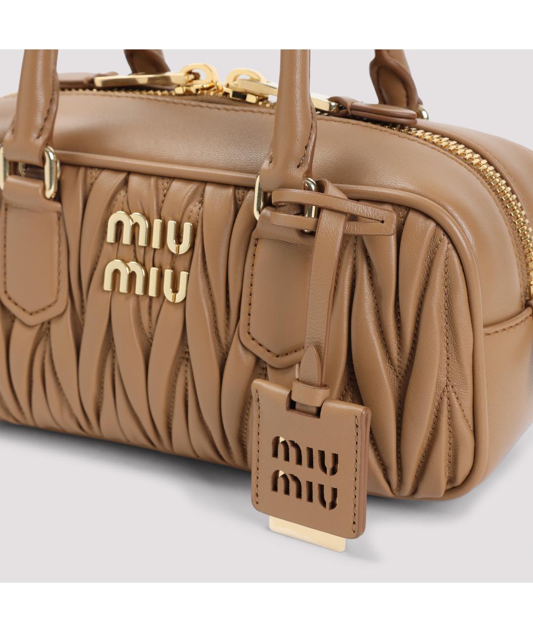 MIU MIU Бежевая кожаная сумка тоут, фото 4