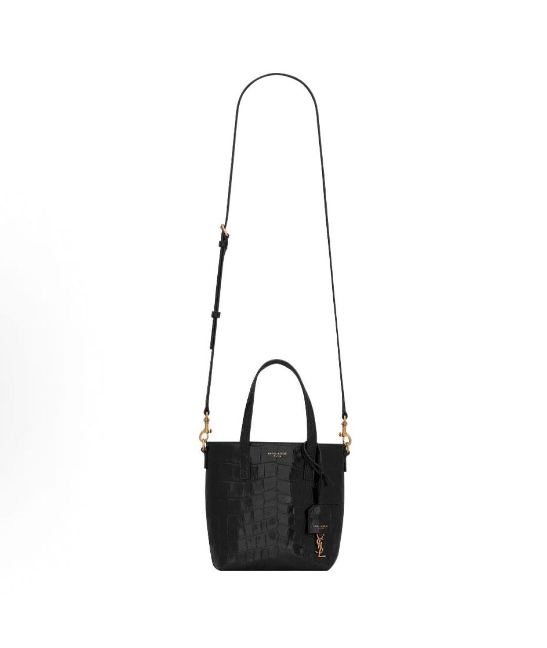 SAINT LAURENT Черная кожаная сумка с короткими ручками, фото 5