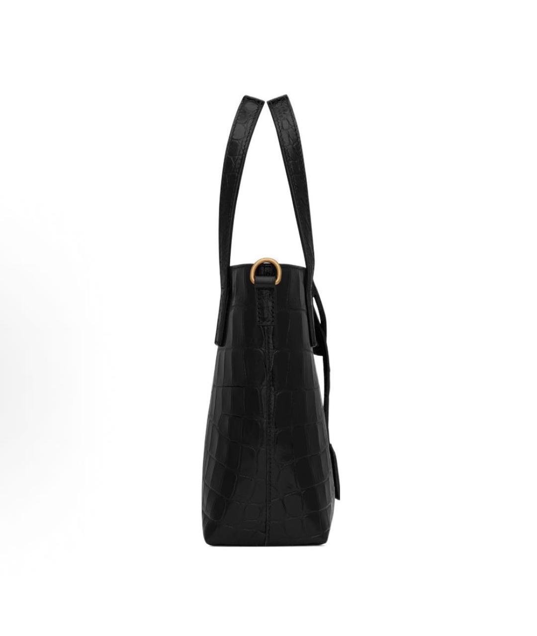 SAINT LAURENT Черная кожаная сумка с короткими ручками, фото 4