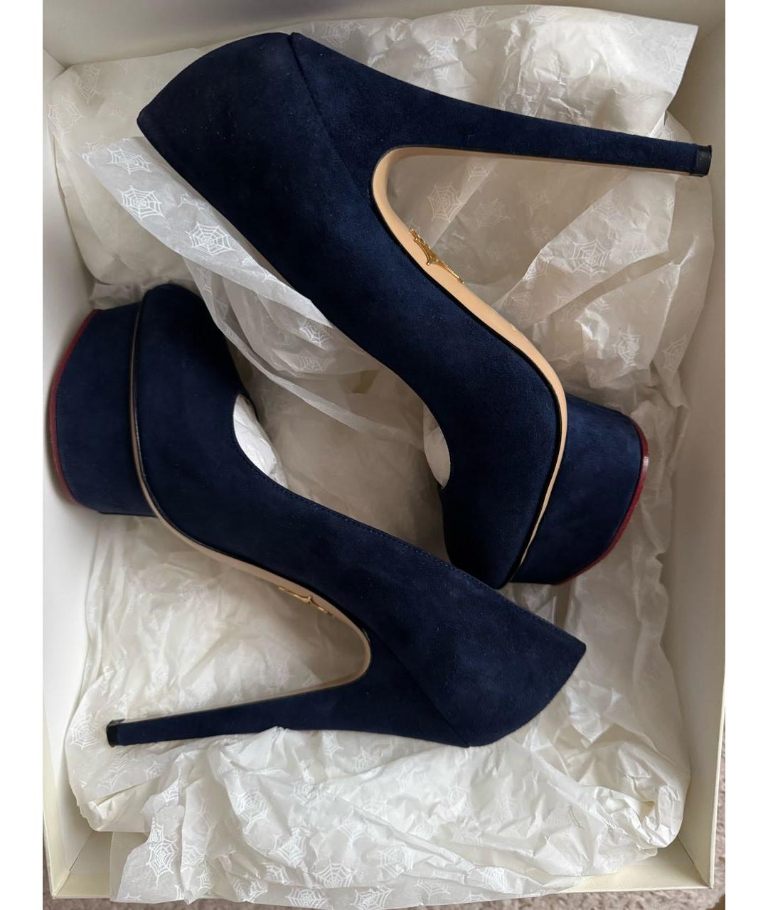 CHARLOTTE OLYMPIA Темно-синие замшевые туфли, фото 5