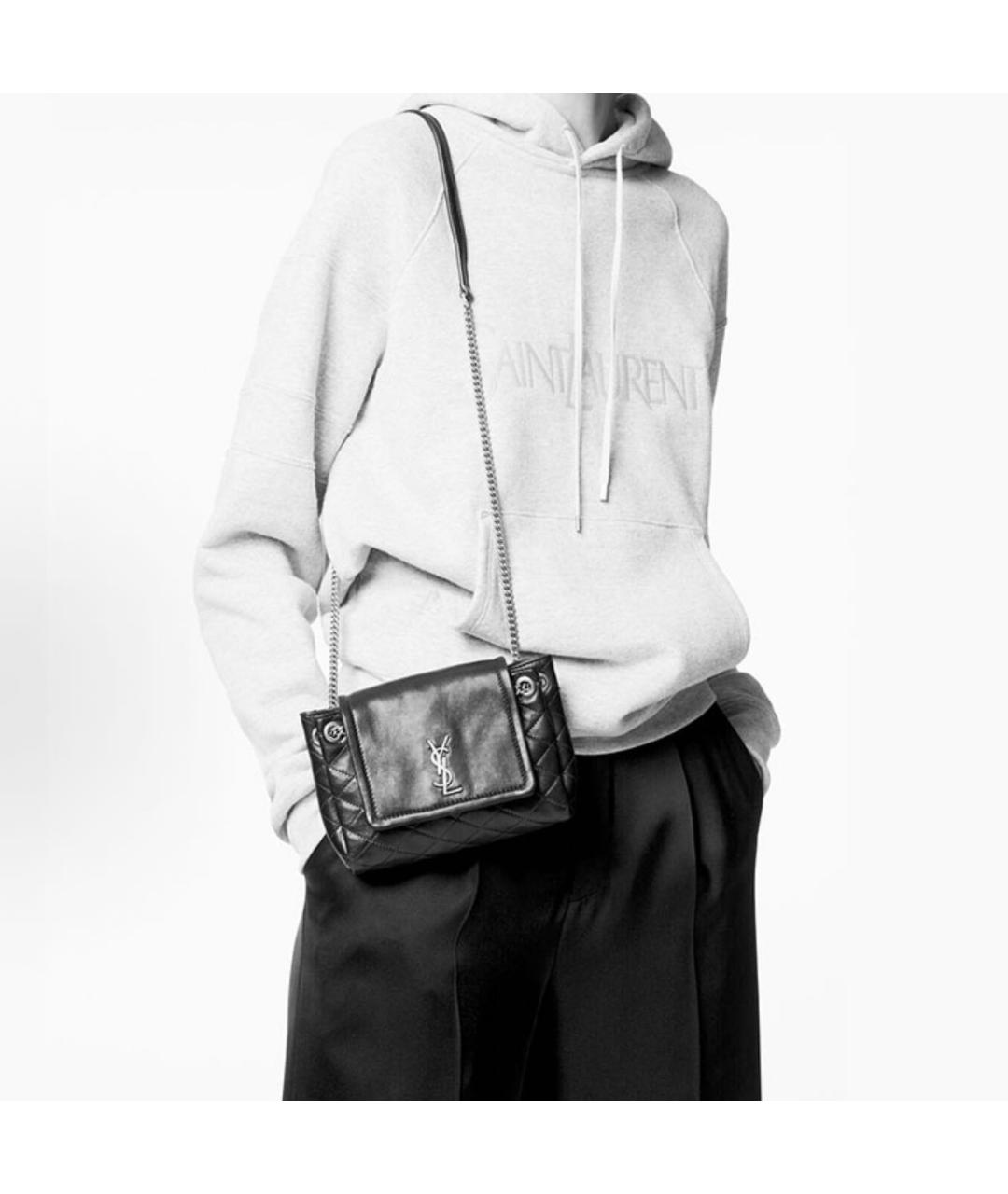 SAINT LAURENT Черная кожаная сумка через плечо, фото 5