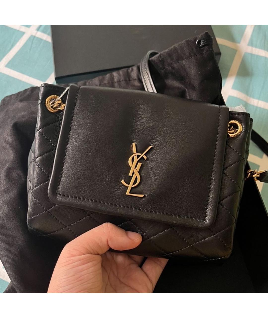 SAINT LAURENT Черная кожаная сумка через плечо, фото 6