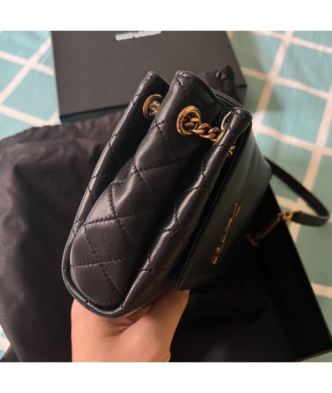 SAINT LAURENT Черная кожаная сумка через плечо, фото 8