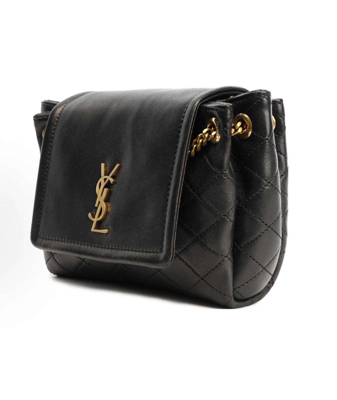 SAINT LAURENT Черная кожаная сумка через плечо, фото 2