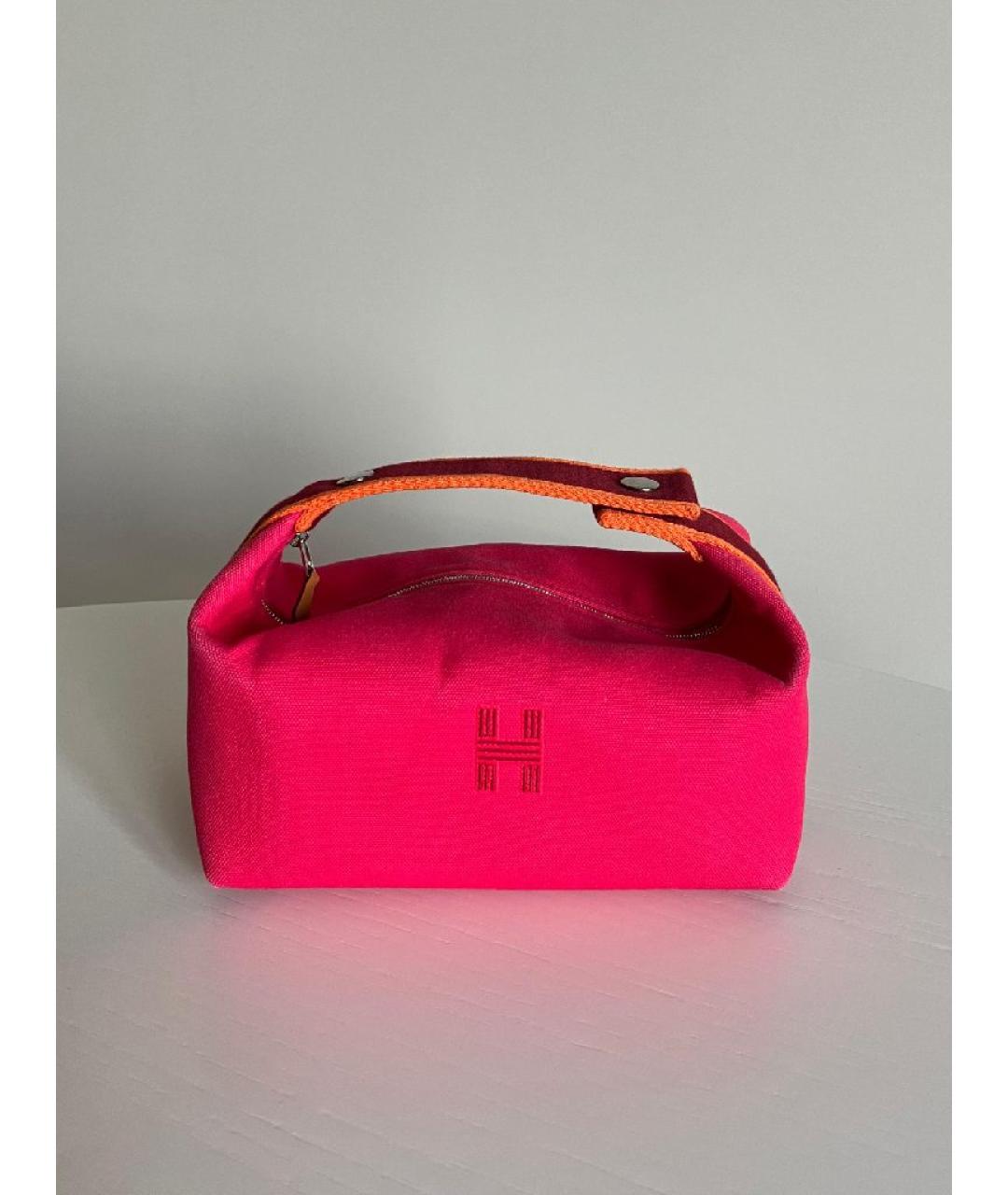 HERMES Фуксия хлопковая косметичка, фото 10