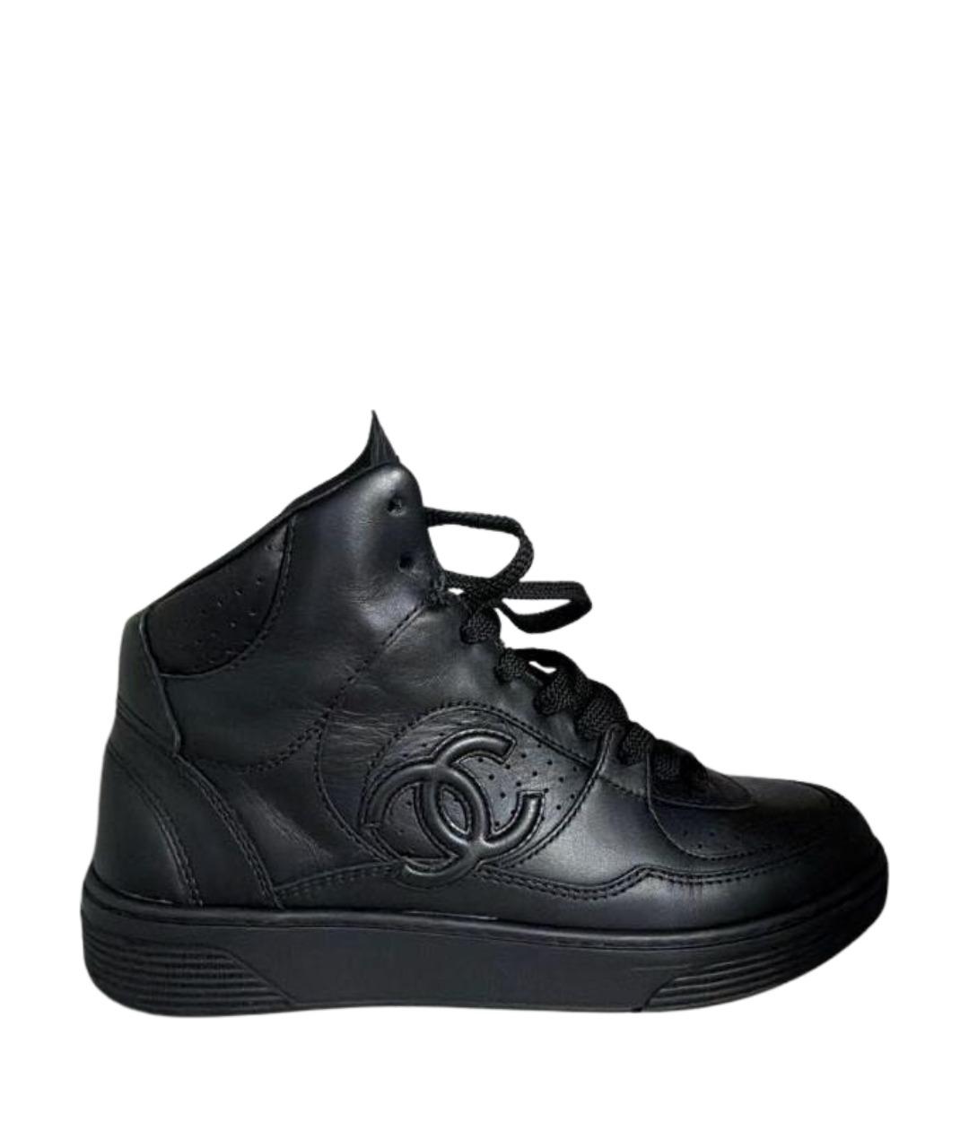 CHANEL Черные кожаные кроссовки, фото 1