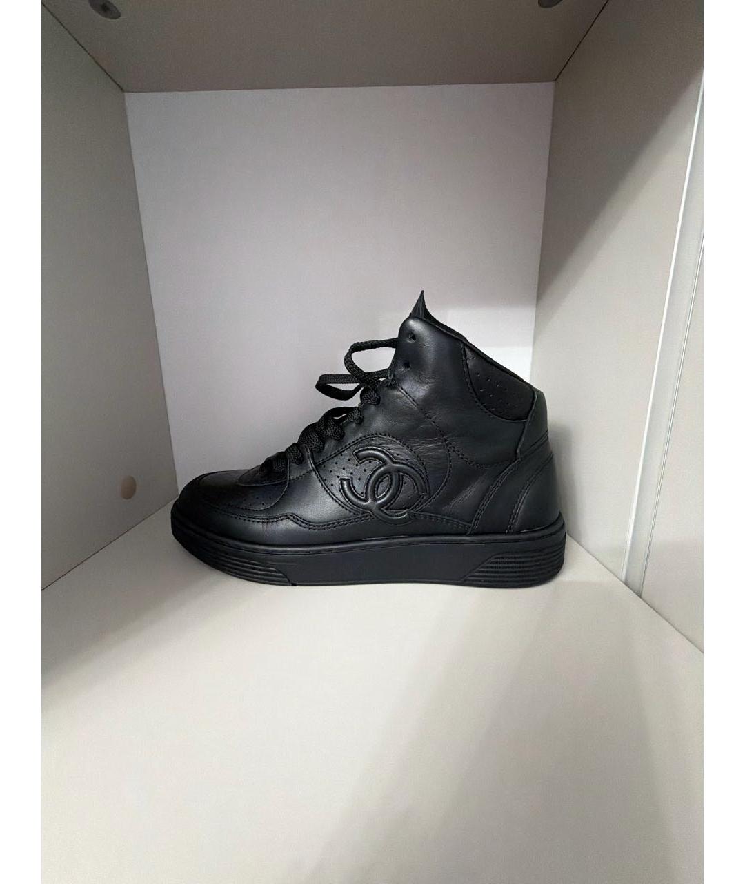 CHANEL Черные кожаные кроссовки, фото 9