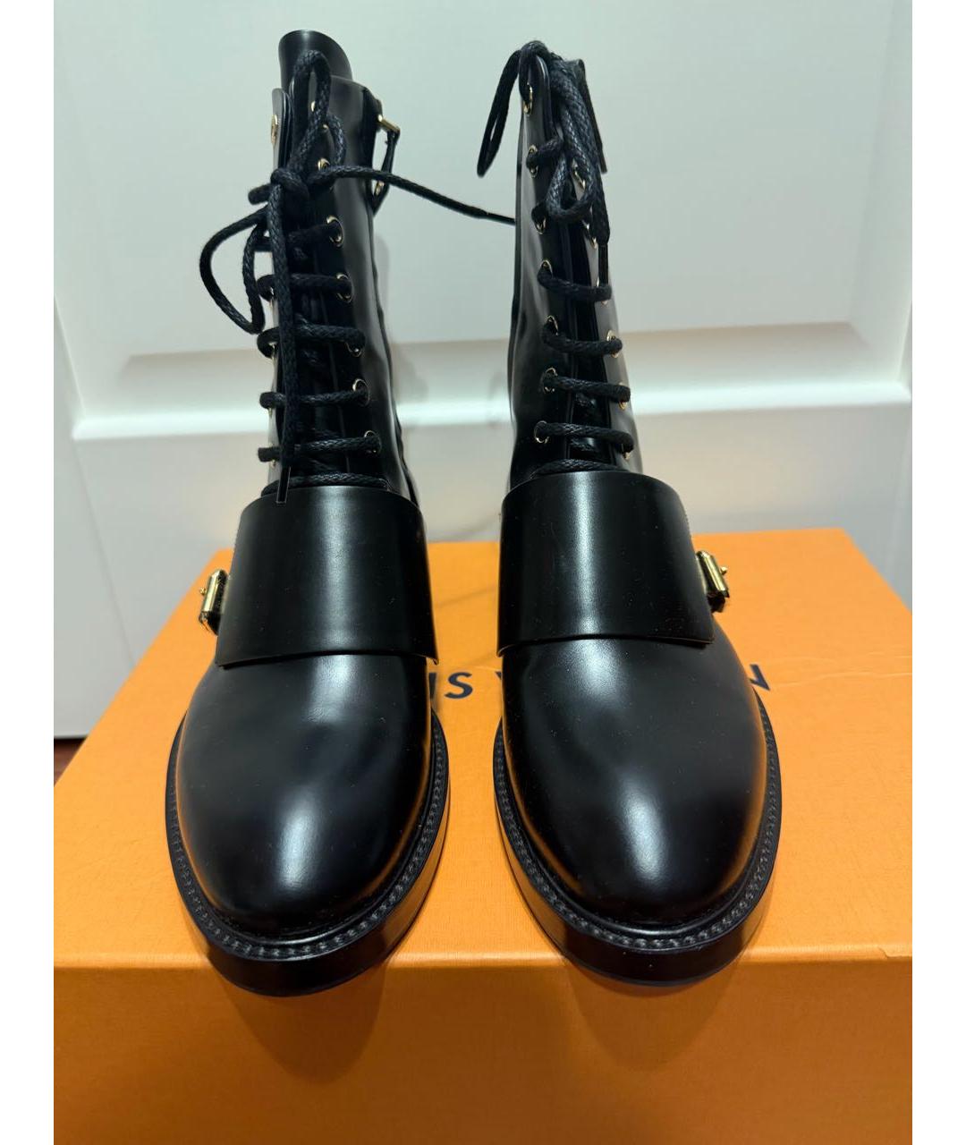 LOUIS VUITTON Черные кожаные ботинки, фото 2