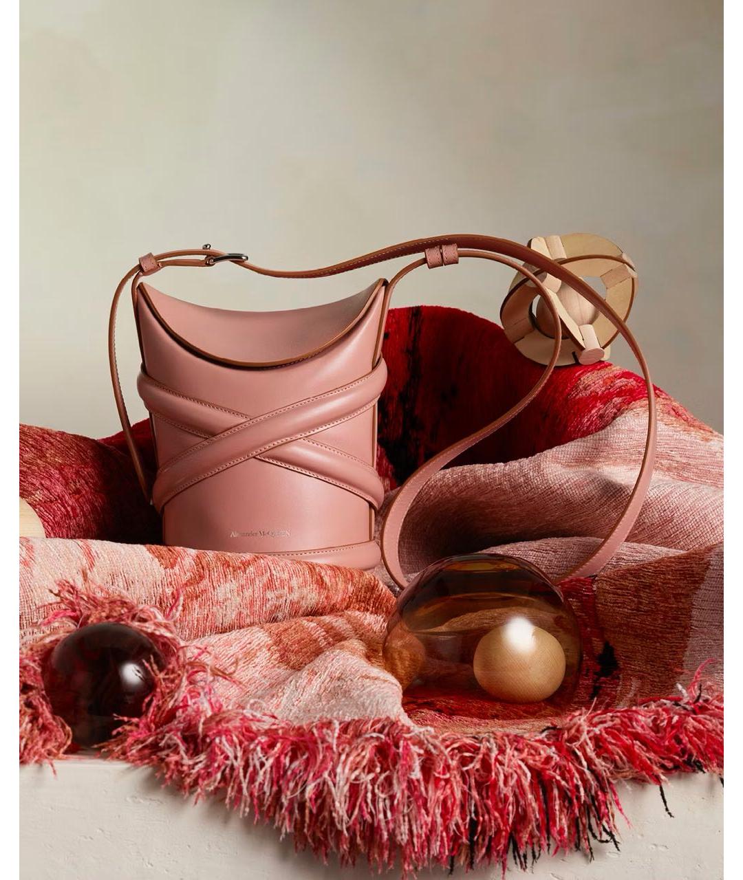 ALEXANDER MCQUEEN Розовая кожаная сумка через плечо, фото 7
