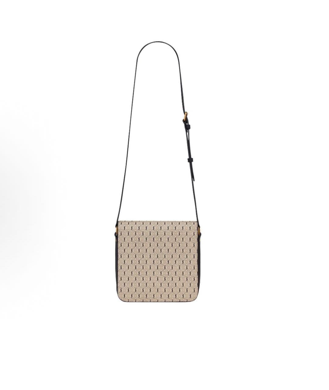 SAINT LAURENT Бежевая кожаная сумка через плечо, фото 4