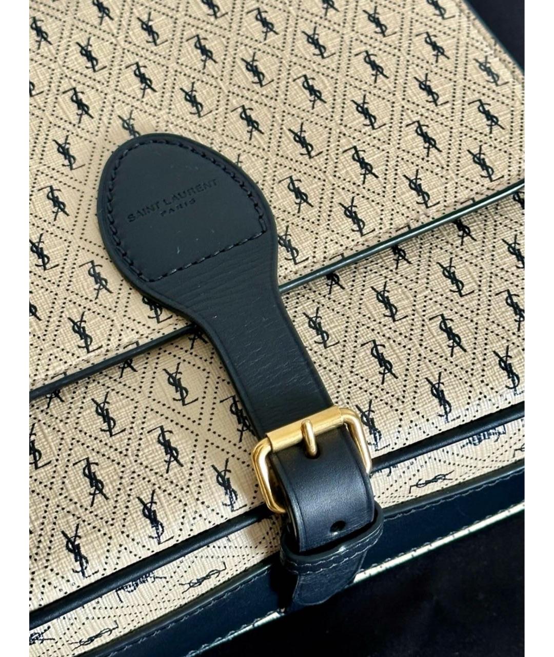 SAINT LAURENT Бежевая кожаная сумка через плечо, фото 8