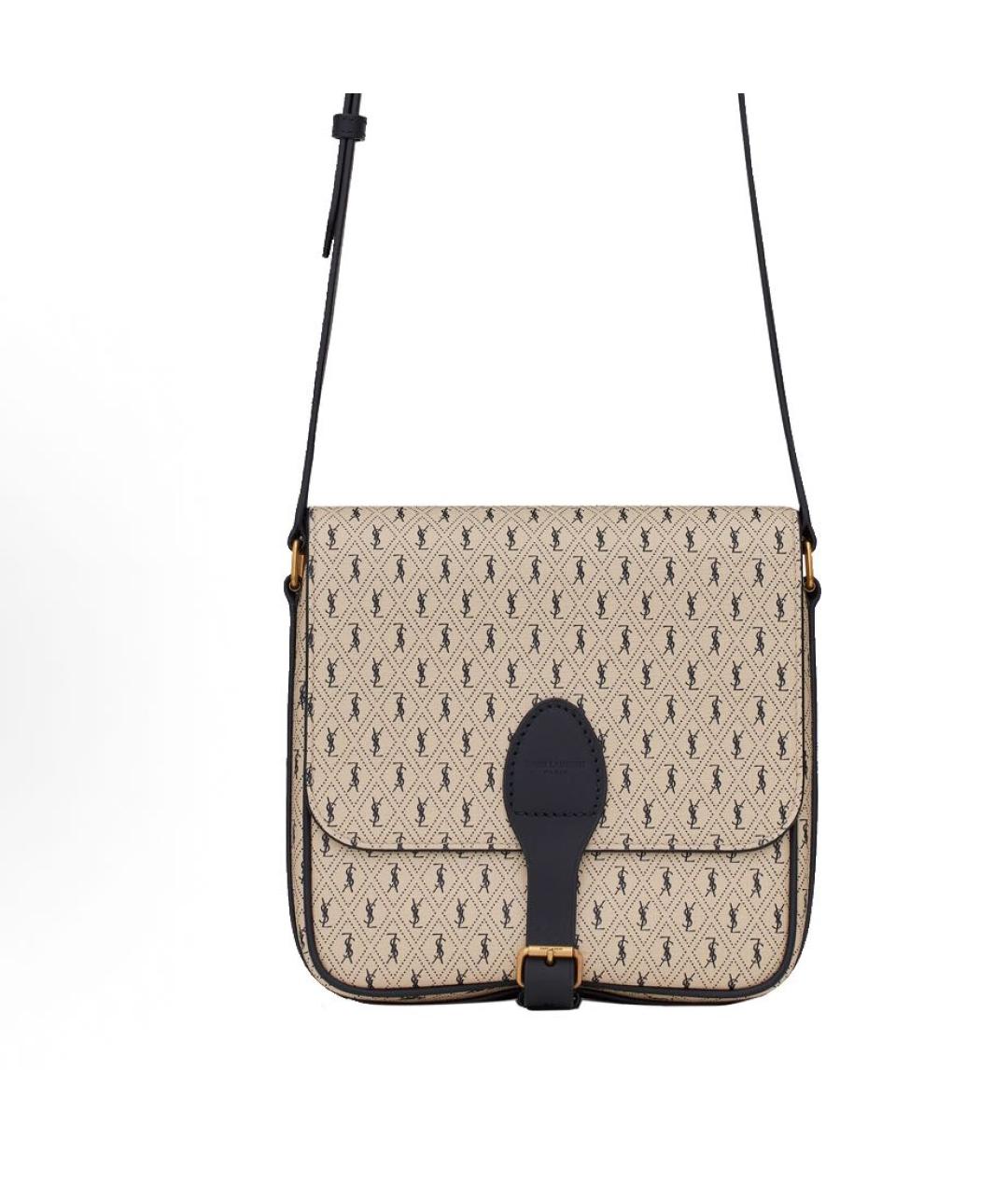 SAINT LAURENT Бежевая кожаная сумка через плечо, фото 9