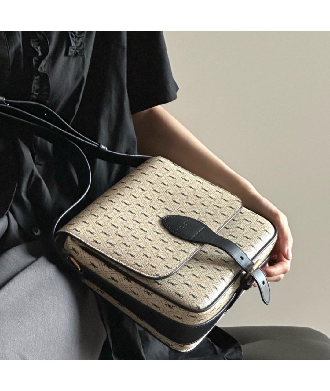 SAINT LAURENT Бежевая кожаная сумка через плечо, фото 5