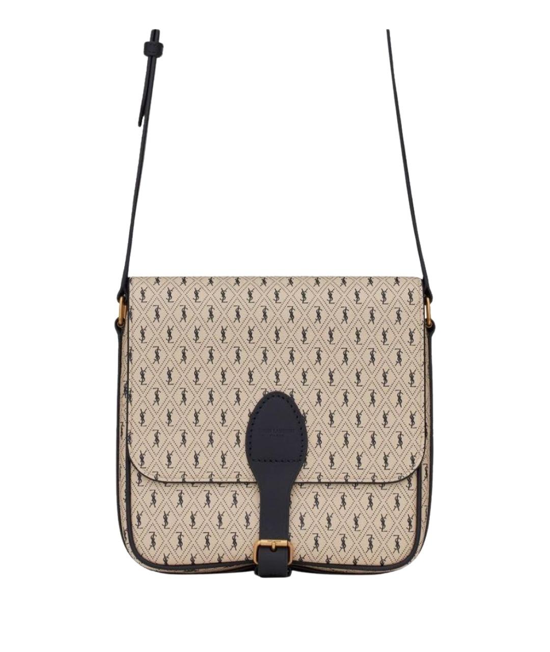 SAINT LAURENT Бежевая кожаная сумка через плечо, фото 1