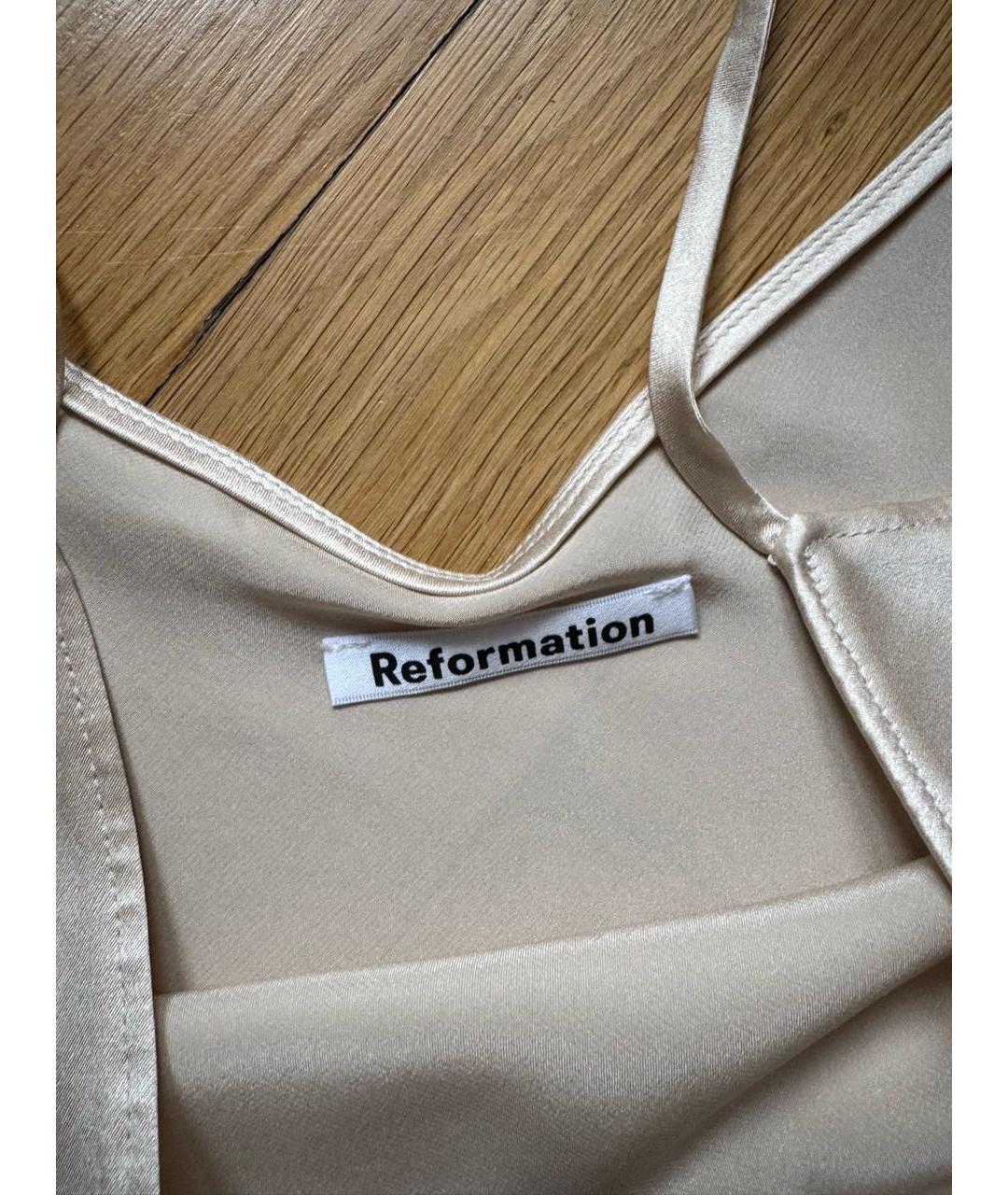 REFORMATION Бежевая шелковая майка, фото 3