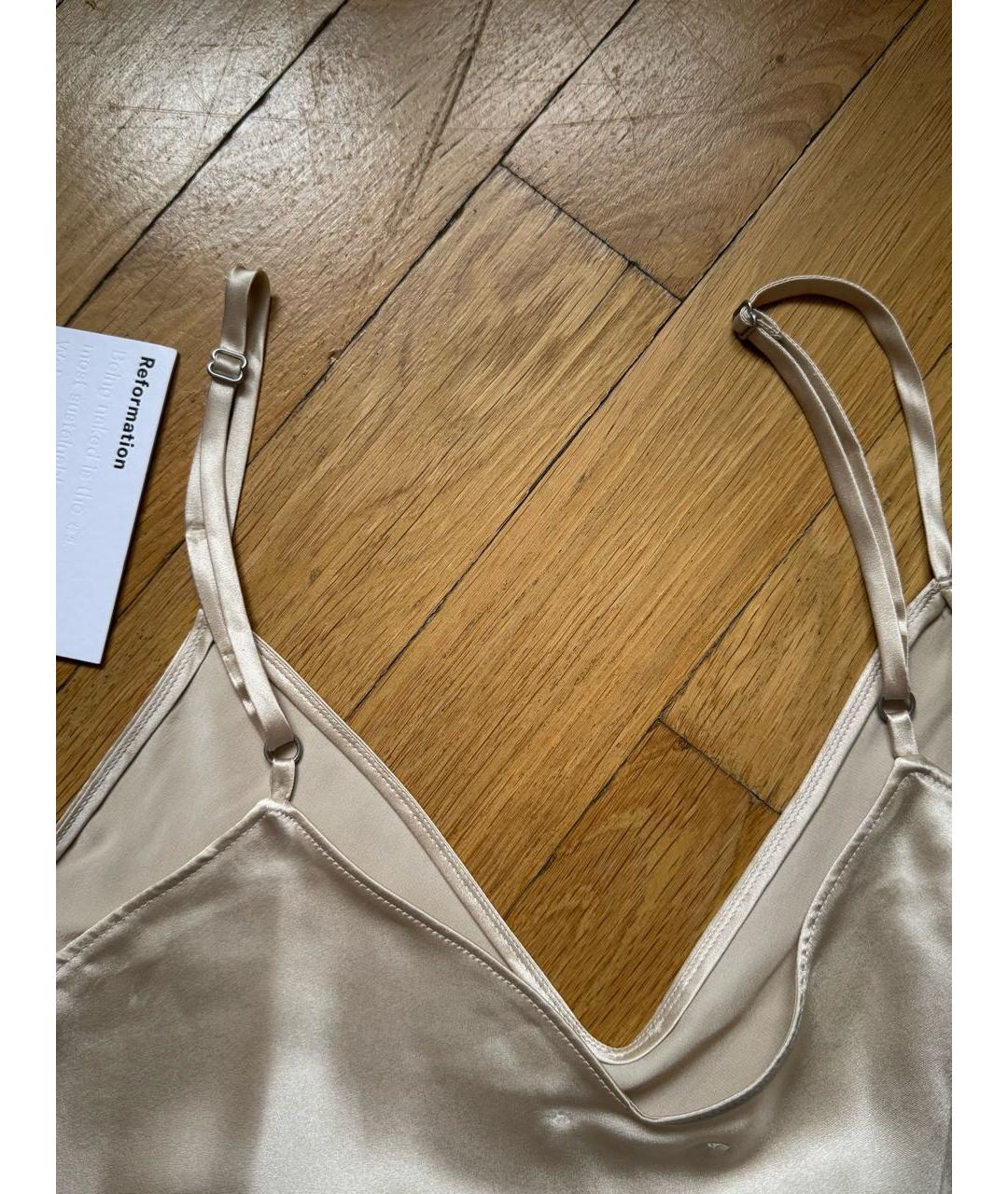 REFORMATION Бежевая шелковая майка, фото 4