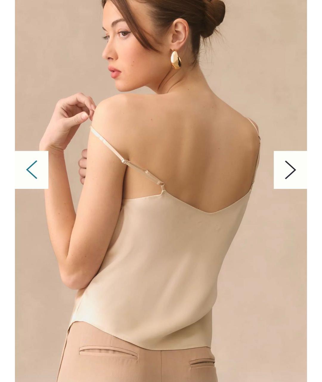 REFORMATION Бежевая шелковая майка, фото 8