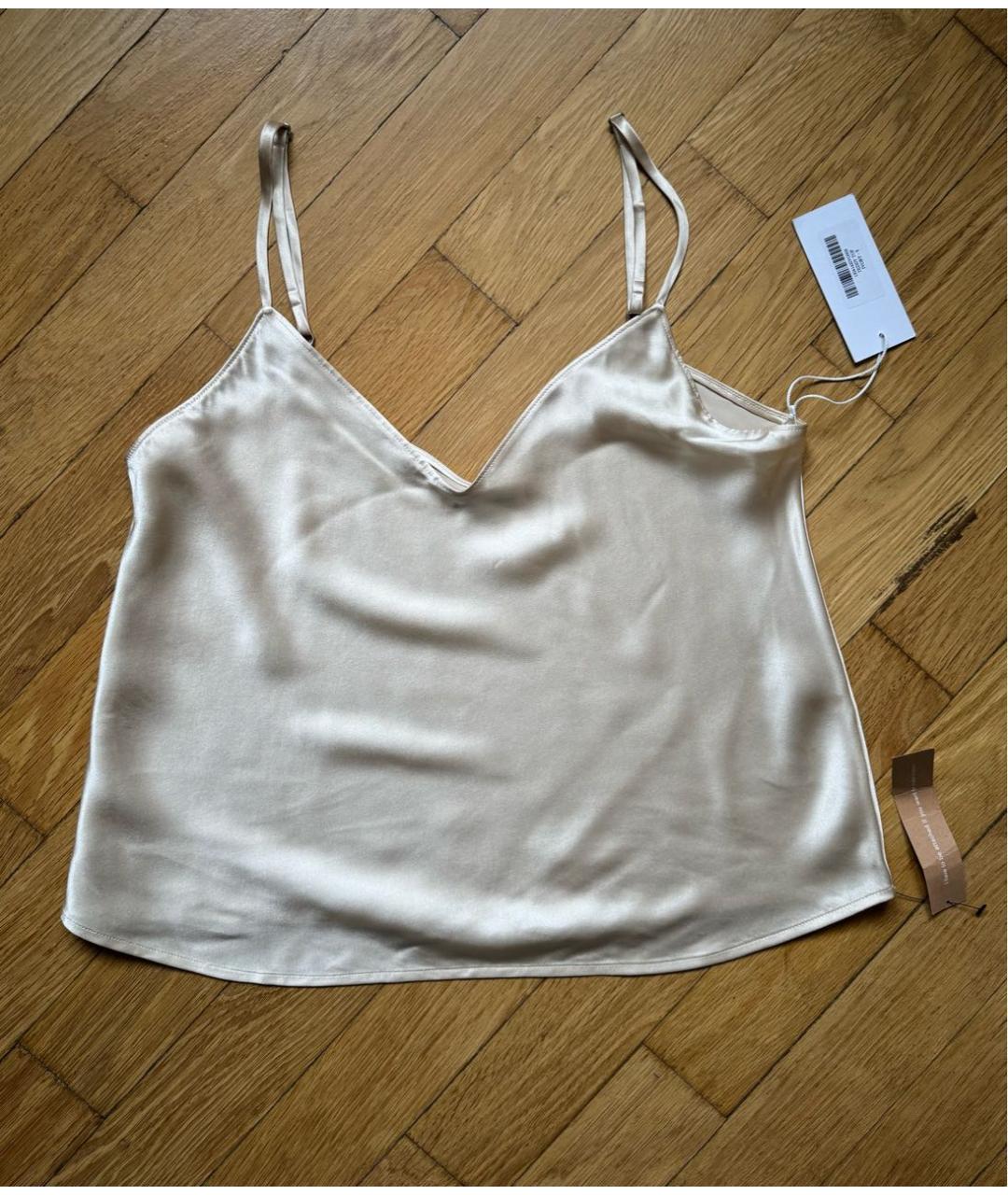 REFORMATION Бежевая шелковая майка, фото 9