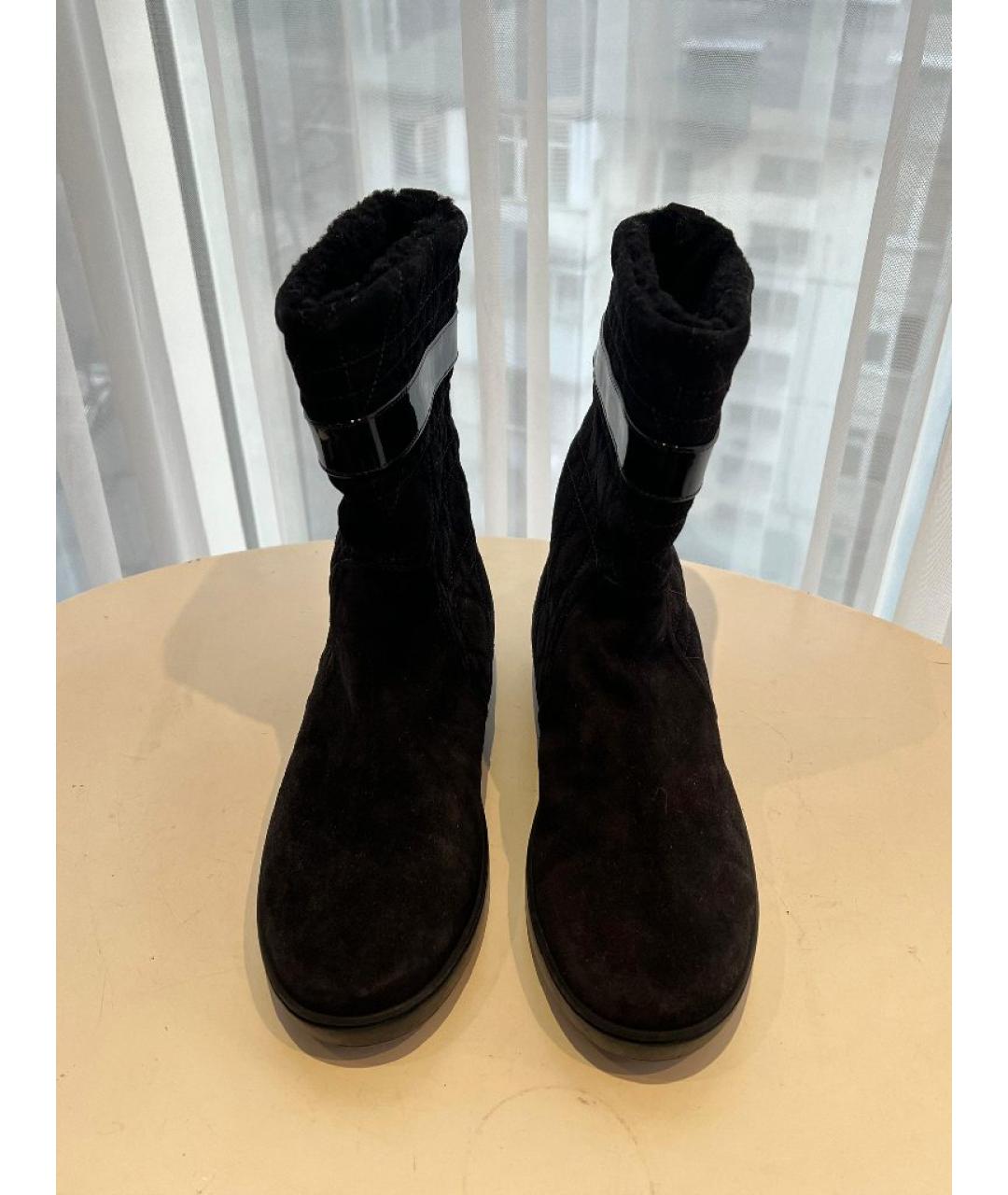 CHRISTIAN DIOR Черные замшевые полусапоги, фото 3