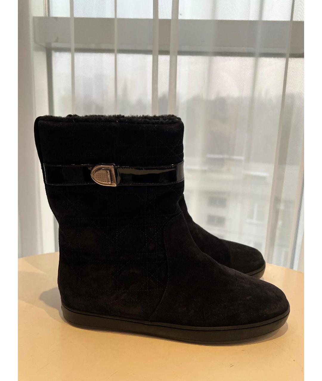 CHRISTIAN DIOR Черные замшевые полусапоги, фото 9