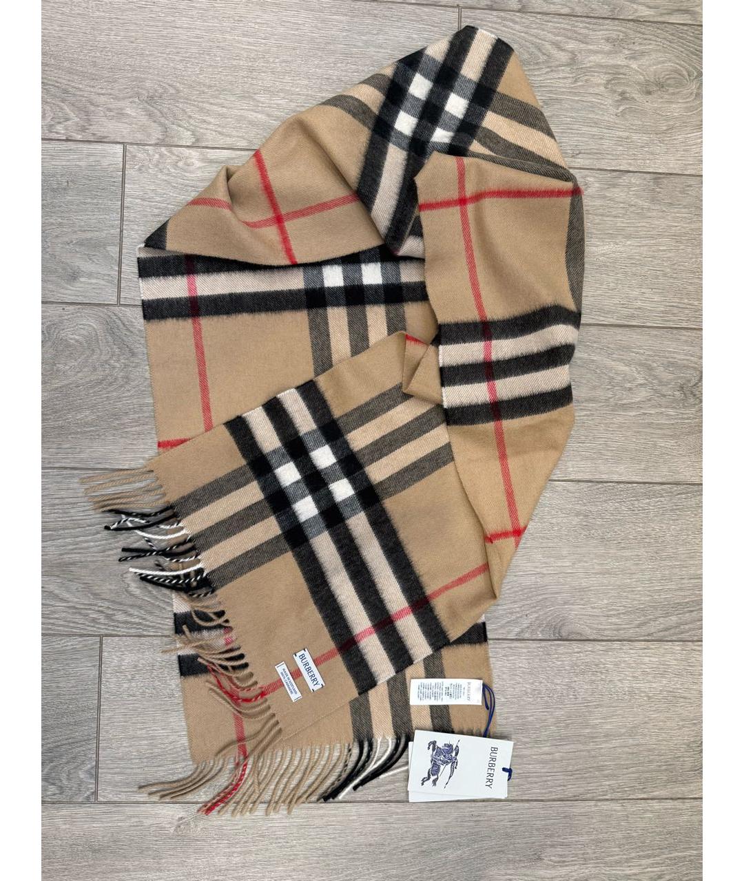 BURBERRY Бежевый кашемировый шарф, фото 3