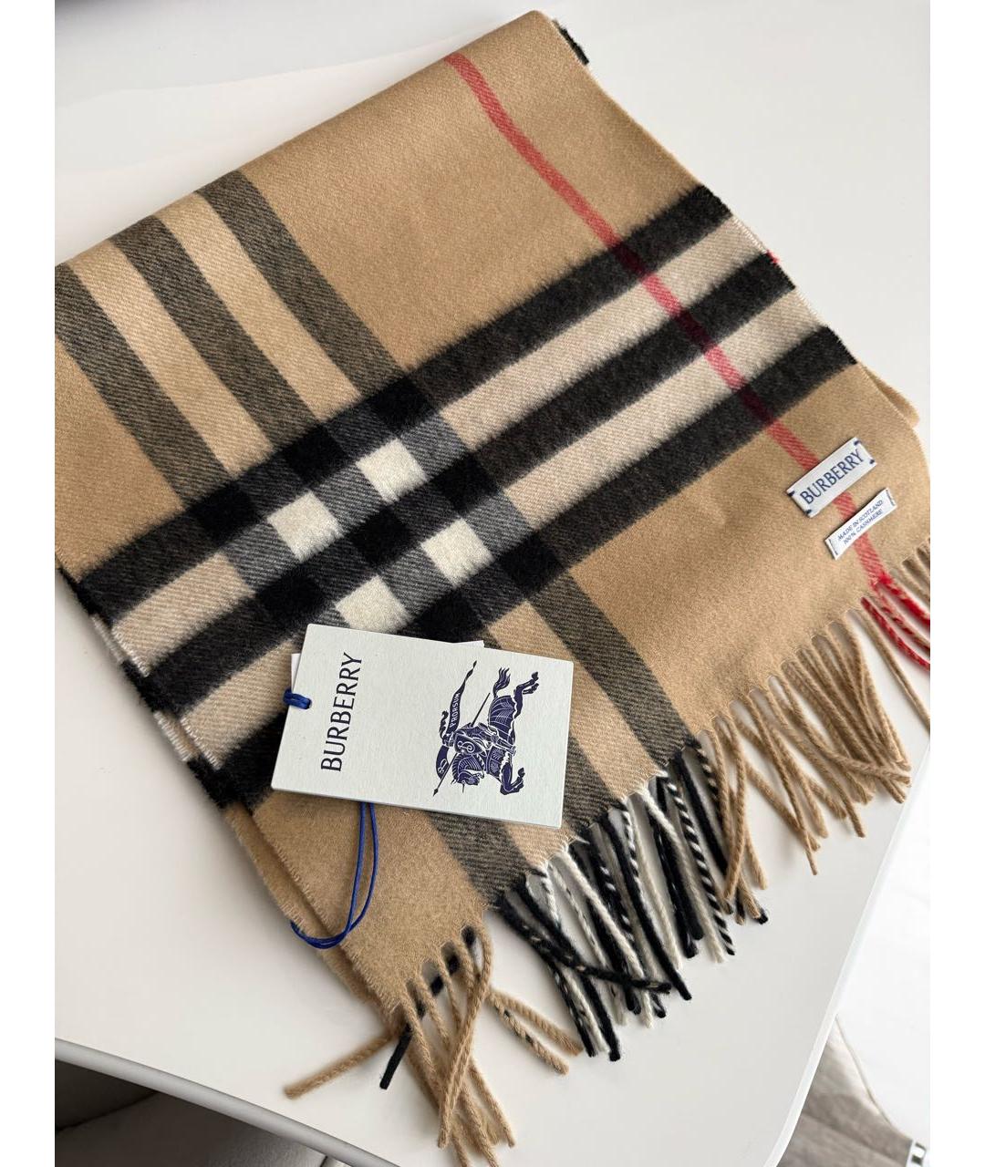BURBERRY Бежевый кашемировый шарф, фото 2