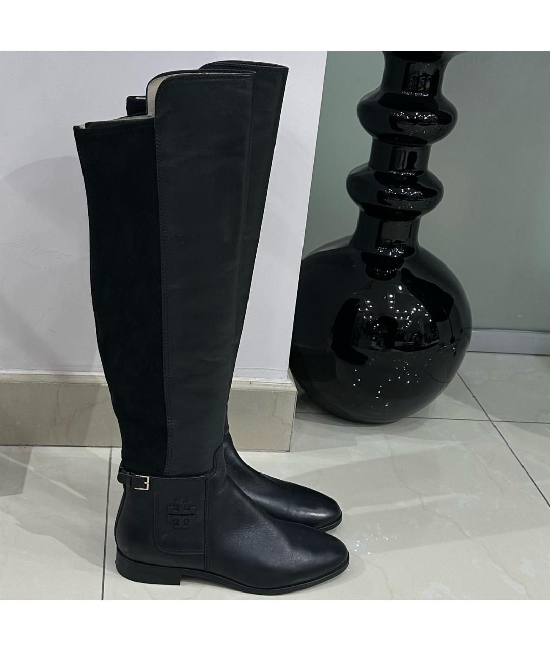 TORY BURCH Черные кожаные сапоги, фото 2