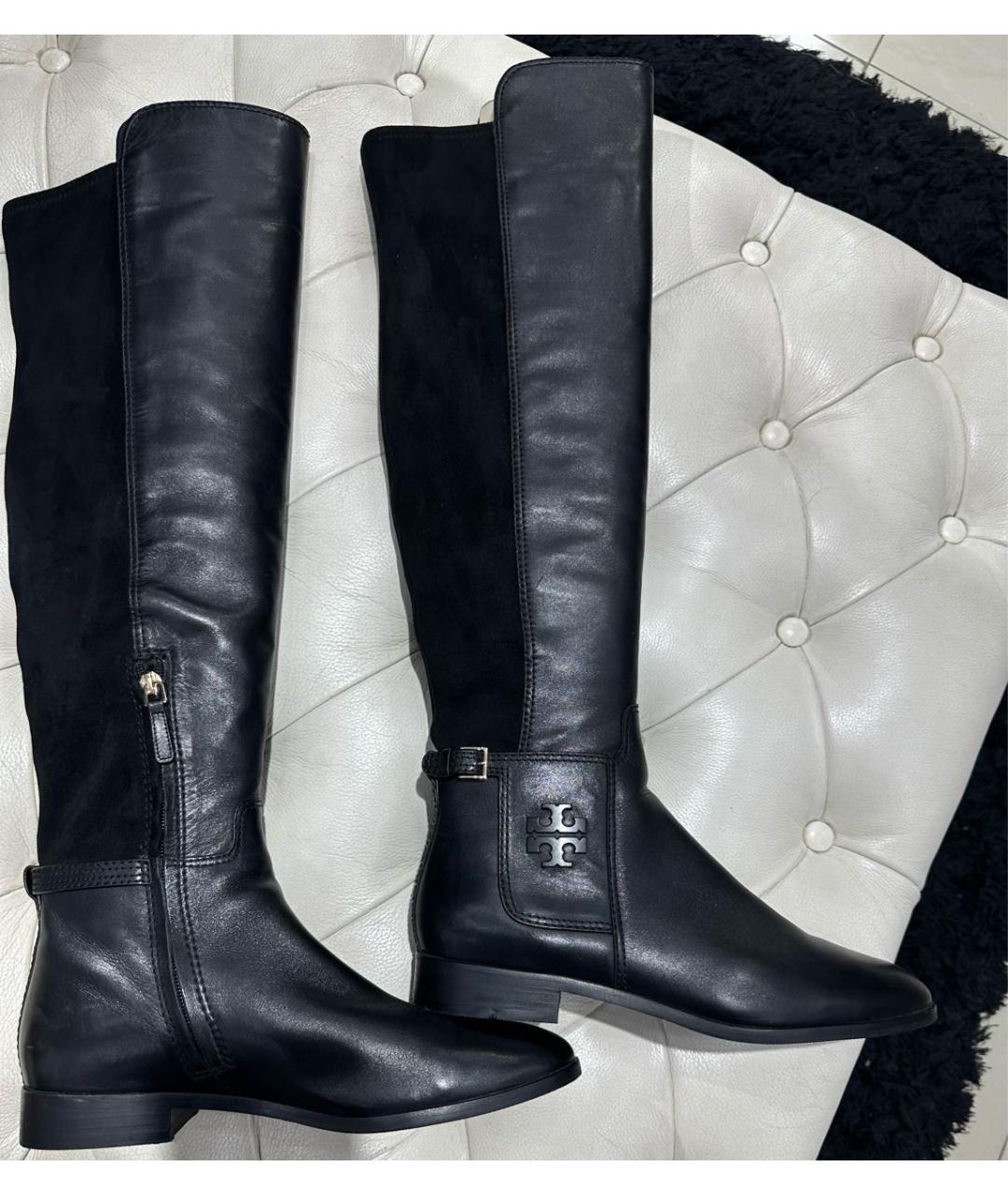 TORY BURCH Черные кожаные сапоги, фото 5