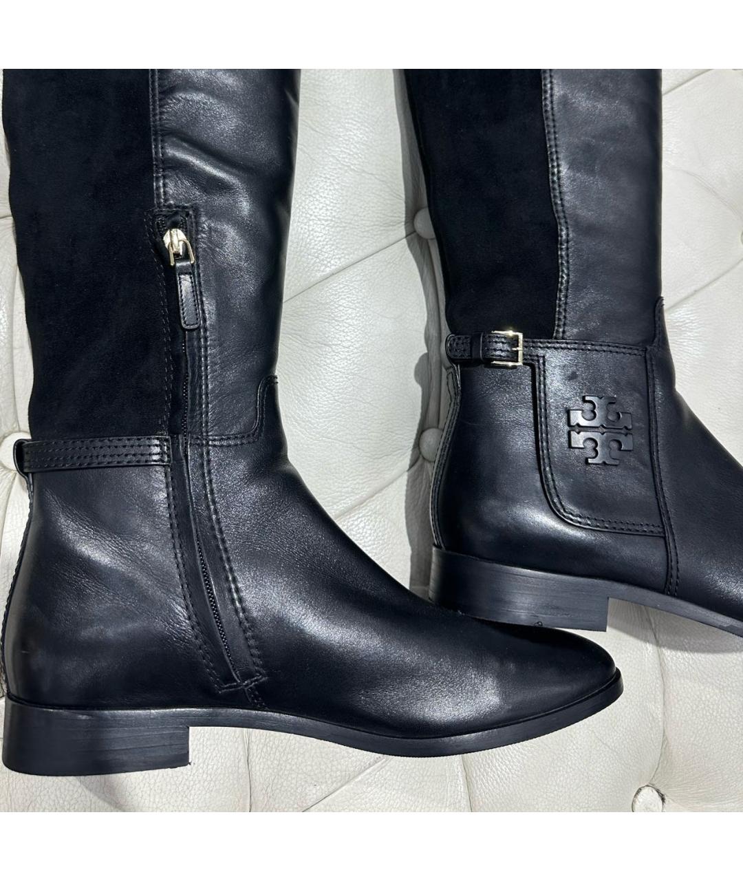 TORY BURCH Черные кожаные сапоги, фото 4