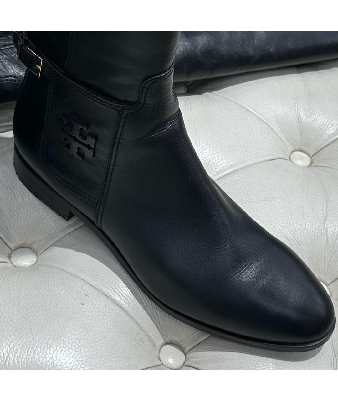TORY BURCH Черные кожаные сапоги, фото 3