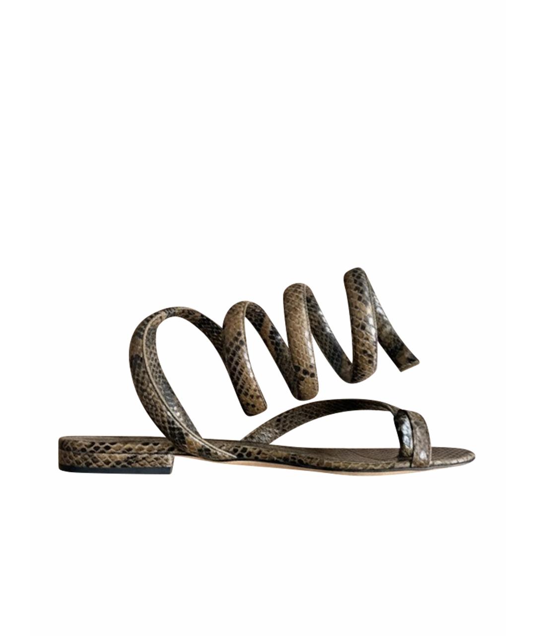 BOTTEGA VENETA Хаки босоножки из экзотической кожи, фото 1