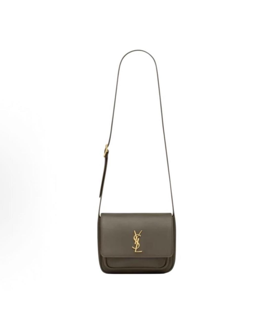 SAINT LAURENT Хаки кожаная сумка через плечо, фото 9