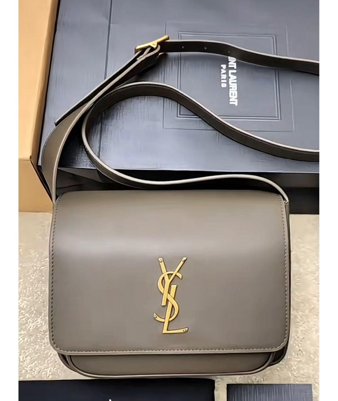SAINT LAURENT Хаки кожаная сумка через плечо, фото 6