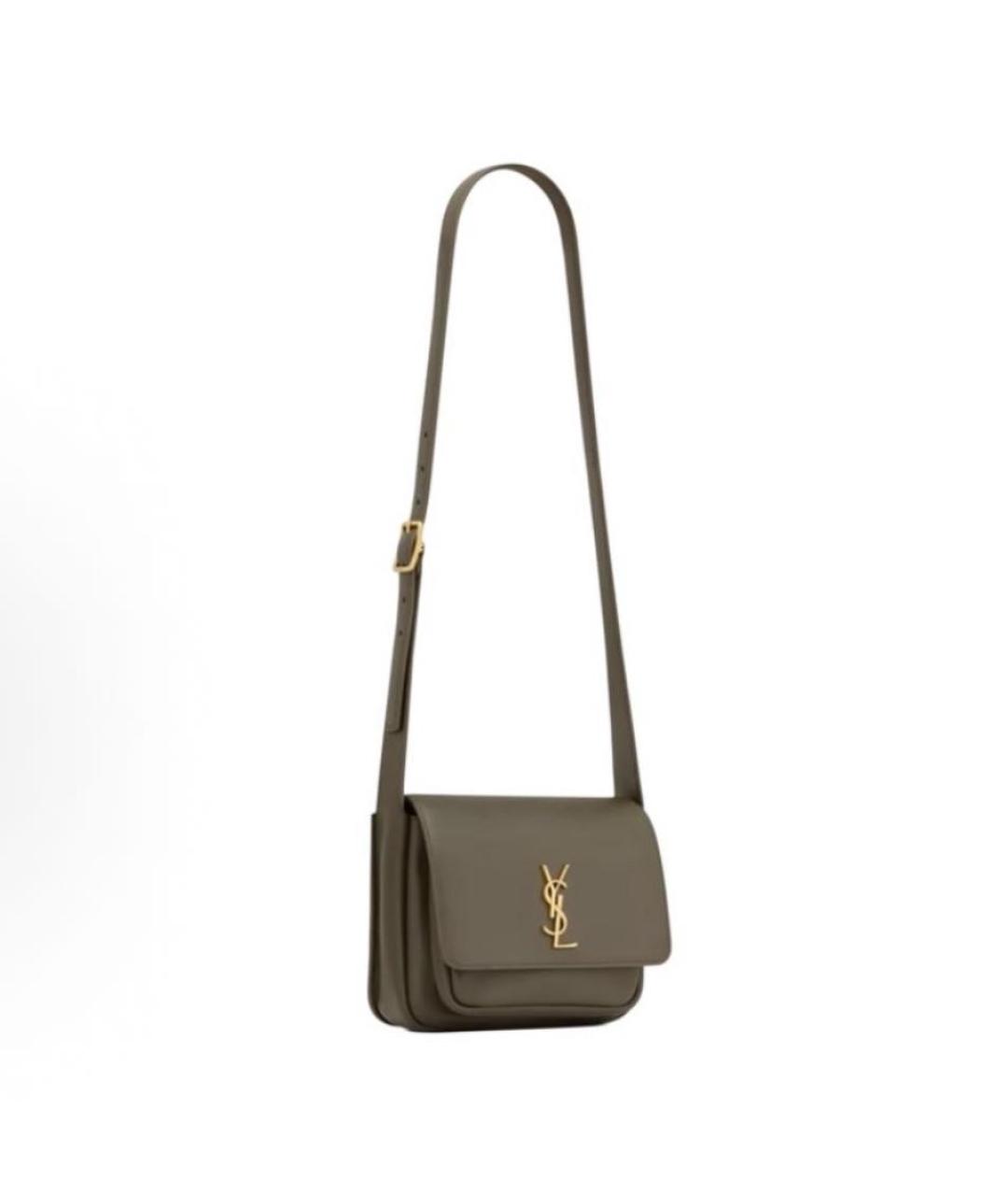 SAINT LAURENT Хаки кожаная сумка через плечо, фото 2