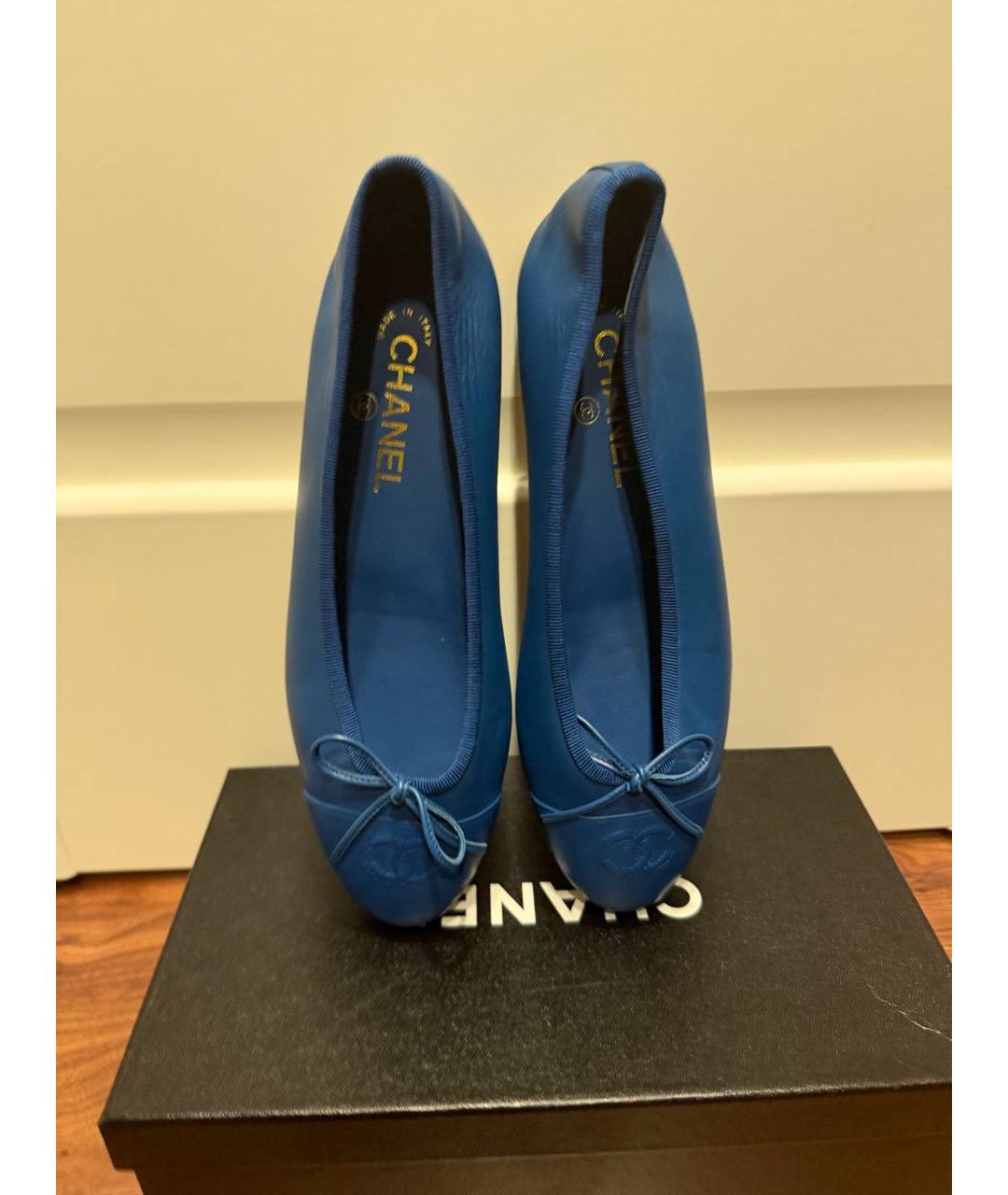 CHANEL Синие кожаные балетки, фото 3